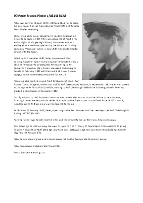 A preview of a PDF biography for Pinder, Peter Francis